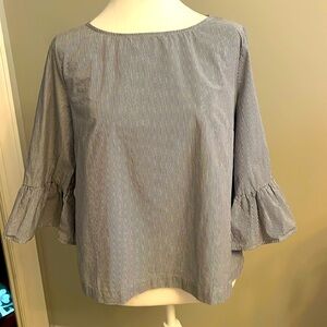MADEWELL preppy classic pin stripe blue and white top 3/4 sleeve size Small